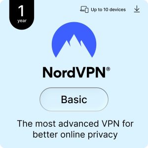 NordVPN Basic, 1 Year, 10 Devices, Most Advanced VPN, Digital Code